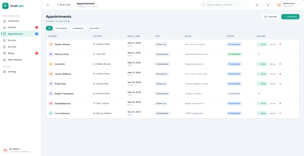 Hospital HRMS screen 3