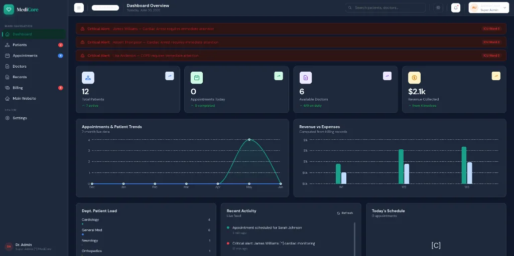 Example Cybersecurity interface built by Eryon