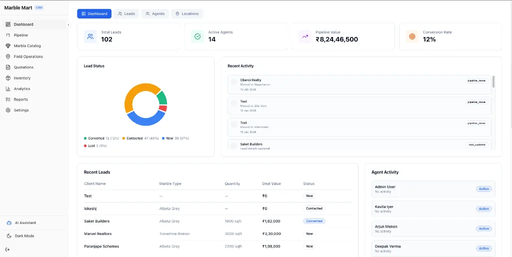 MarbleMart CRM screen 2