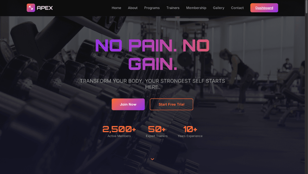 Gym Dashboard screenshot 1